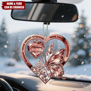 Personalized Memorial Butterfly & Heart Car Ornament With Name & Year & Color | Soul-Stirring Sympathy Bereavement Gift For Loss Of Loved One