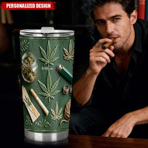Personalized 3D Effect Weed Leaf Tumbler With Name & Color | Creative Birthday Or Father’s Day Surprise For Dad Man