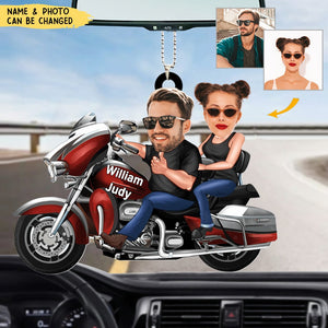 Custom Biker Couple Face Ornament, Gift For Couple, Valentine's Gift, Biker Gift