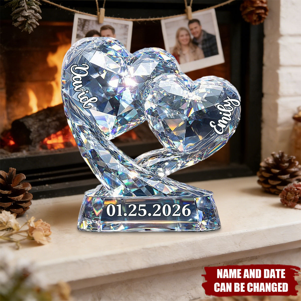 Personalized Romantic Love Shaped Acrylic Plaque With Names & Date | Romantic Valentine's Day 2026 Gift For Couple