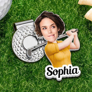 Personalized Photo & Name Golfer Acrylic Hat Clip For Golf Lovers Birthday Gift