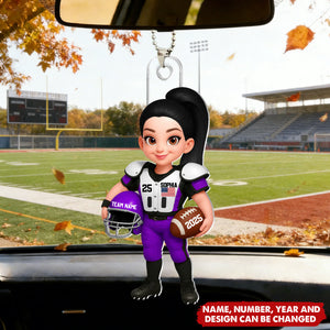 Personalized 3D Effect Proud American Football Player Ornament With Names & Design & Number & Year | Meaningful Birthday Gift For Teenagers Athletes