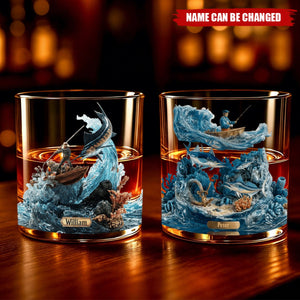 Personalized Fishing Theme Whiskey Glass With Design | Name | "Everything Will Kill You" Funny Birthday Father’s Day Gift For Men & Anglers