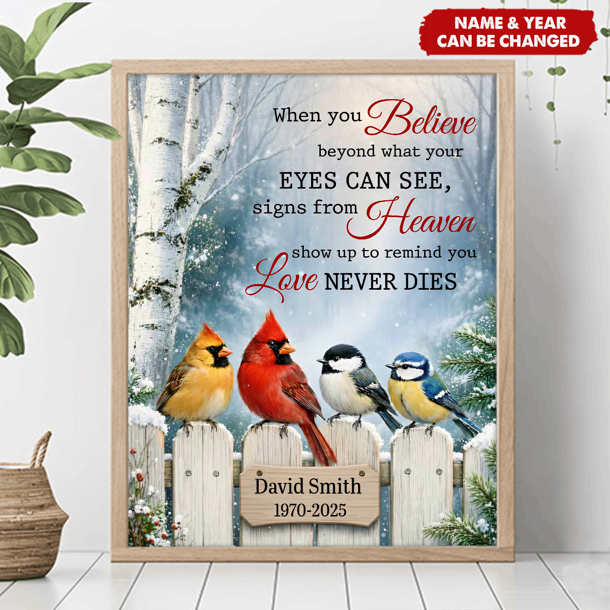 Personalized Memorial Poster With Name & Year | Love Never Dies | Heartfelt Sympathy Bereavement Gift For Loss of Loved One