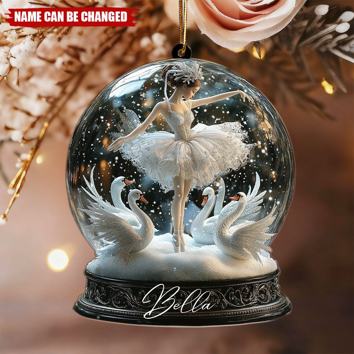 Personalized Ballerina Snow Globe 3D Effect Acrylic Ornament With Name – Perfect Birthday Xmas Gift For Dance Students & Teacher