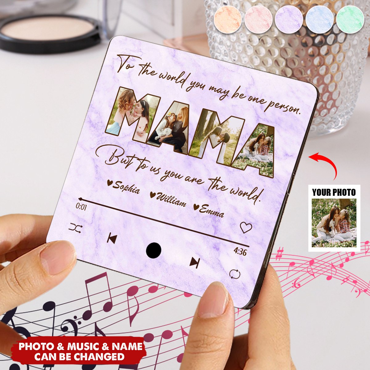 Custom Photo Mom To Me You Are The World Personalized Music Fridge Magnet,Mother's Day Gift