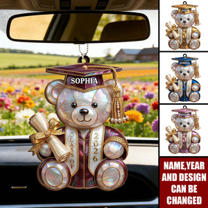 Class Of Graduation Bear - Personalized Acrylic Car Hanger Gift For Students