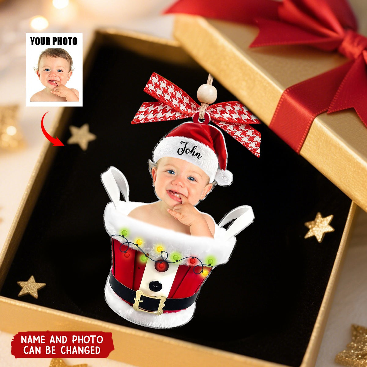 Personalized "Baby's First Christmas" Ornament With Name & Photo,Treasured Christmas Gift For New Parents & Grandparents