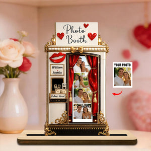 Personalized 3D Effect Retro Photo Booth 2-Layer Wood Plaque With Names – Valentine's Day & Wedding Gift For Couple