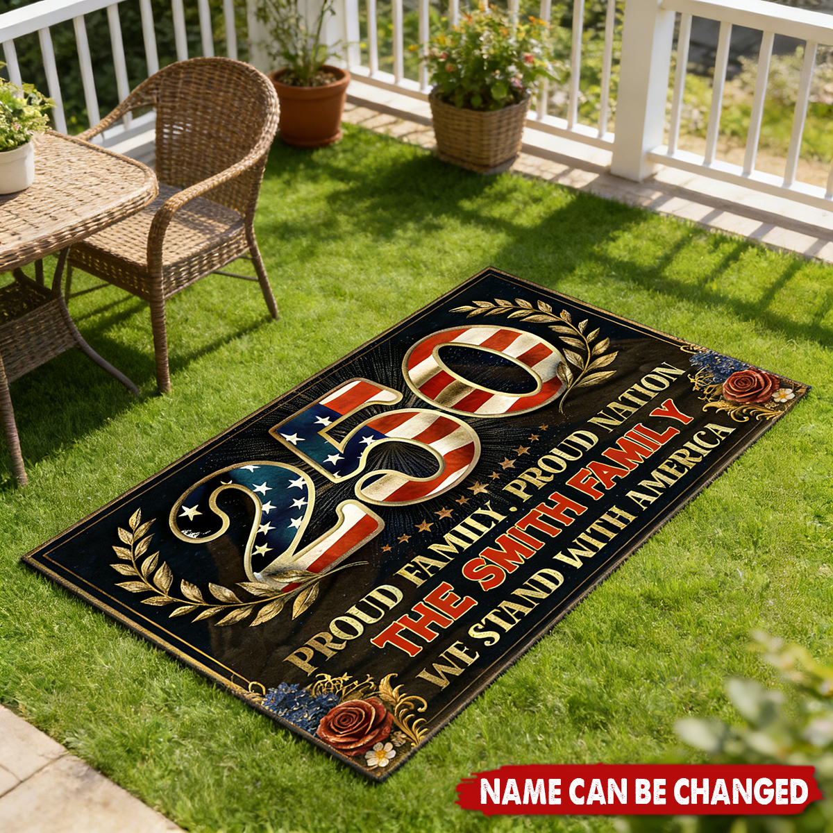 Personalized Proud Family Proud Nation Doormat With Family Name | Heartfelt 2026 US Semiquincentennial Home Gift For Patriots Families