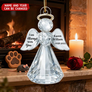 Personalized Angel Memorial Ornament With Name & Year | "I Am Always With You"  Crystal Effect Keepsake | Sympathy Gift For Loss of Loved One