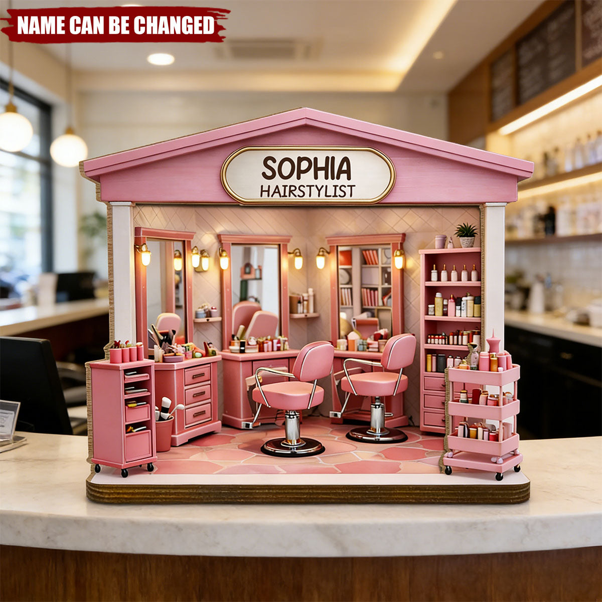 Personalized 3D Effect A Local Salon Dream Wooden Plaque With Name - Creative Birthday Grand Opening Gift  For Hairdressers Hair Stylists