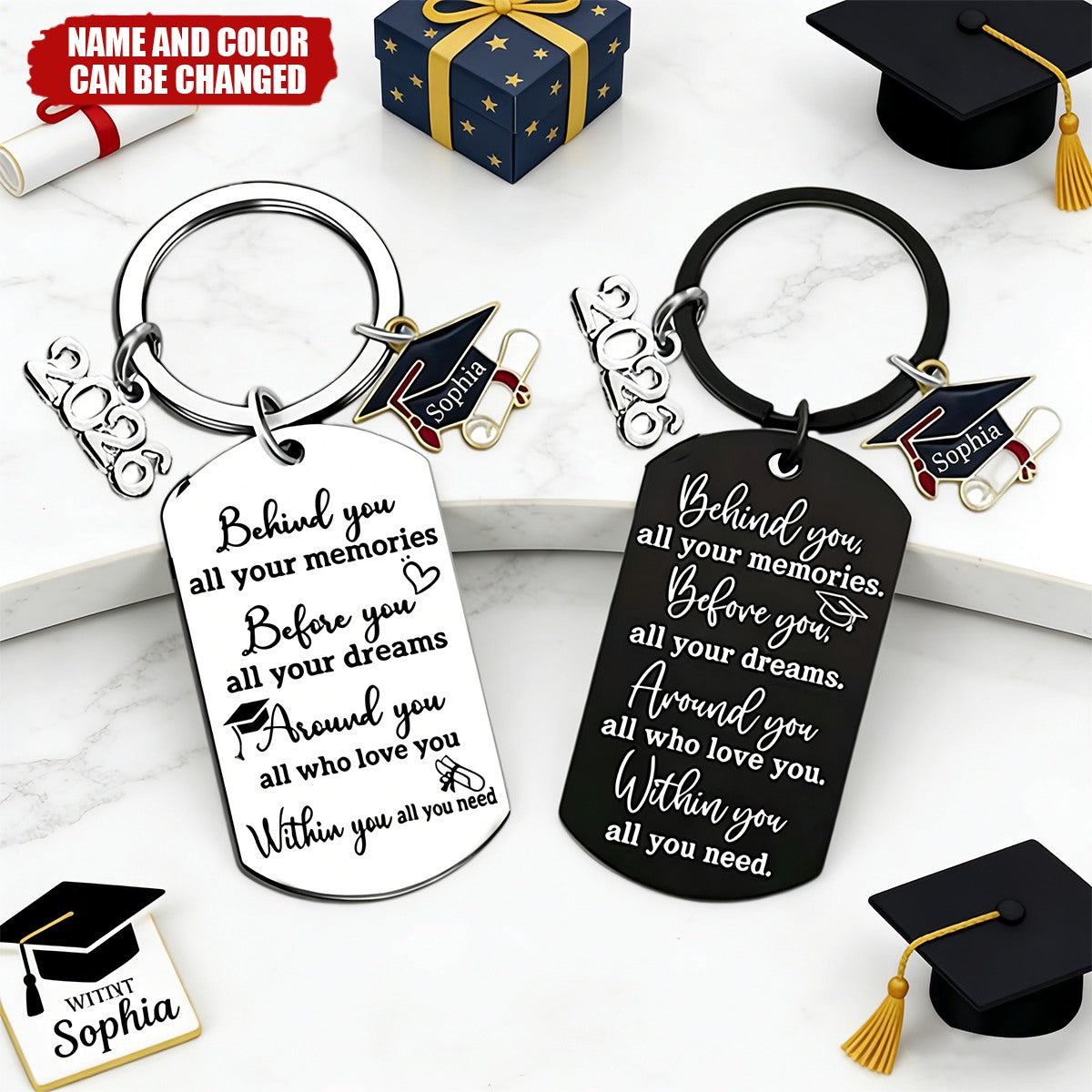 ersonalized We Are So Proud Of You Graduation Keychain With Name & Color | Gift For Son Daughter