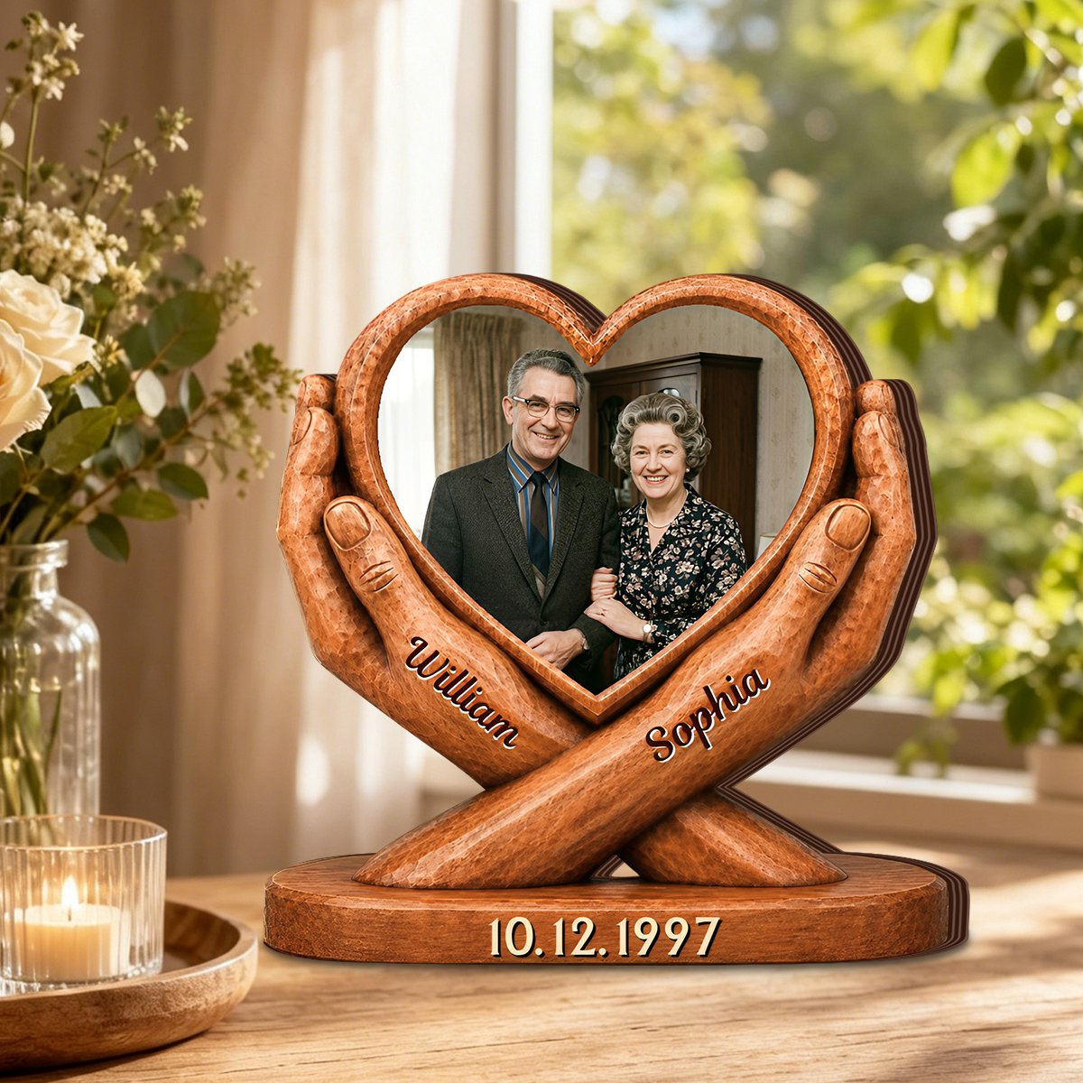 Personalized "Love Of My Life" Photo Thick Wooden Block | Anniversary Wedding Gifts For Couple Husband And Wife
