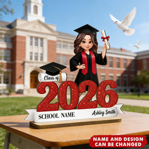 Personalized 3D Effect Graduation Wooden Plaque With Name & Design | Gift For Class Of 2026