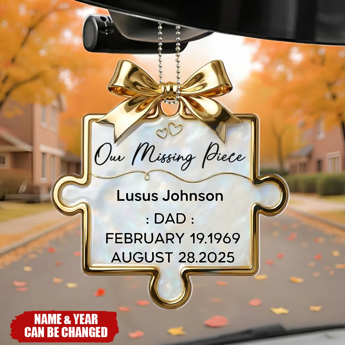 Personalized Acrylic Car Ornament With Name & Dates & Quote |  Meaningful Memorial Sympathy Gift For Loss Of Dad Mom
