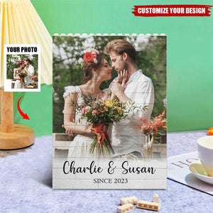 Personalized Give Me Your Forever Building Bricks With Names & Photo & Year | Unique Anniversary Valentine's Day Gift For Couples & Soulmates