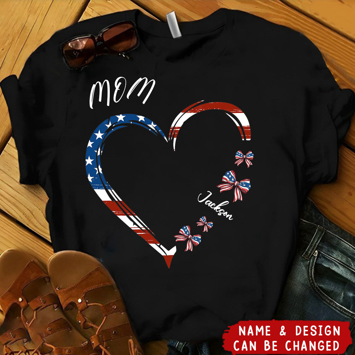 Family Personalized Custom Unisex T-shirt - My Heart Belongs To These Little Patriots - 4th Of July, Gift For Mom, Grandma