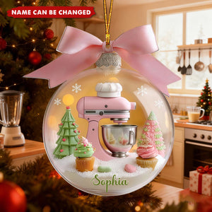 Personalized Baking Mixer Christmas Acrylic Ornament With Name | Kitchen Decoration | Best Gift For Chef Baking Lover