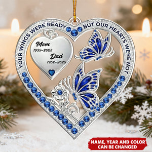 Personalized "Your Wings Were Ready" Heart Acrylic Ornament With Name & Year | Memorial Sympathy Keepsake Gift For Loss of Family