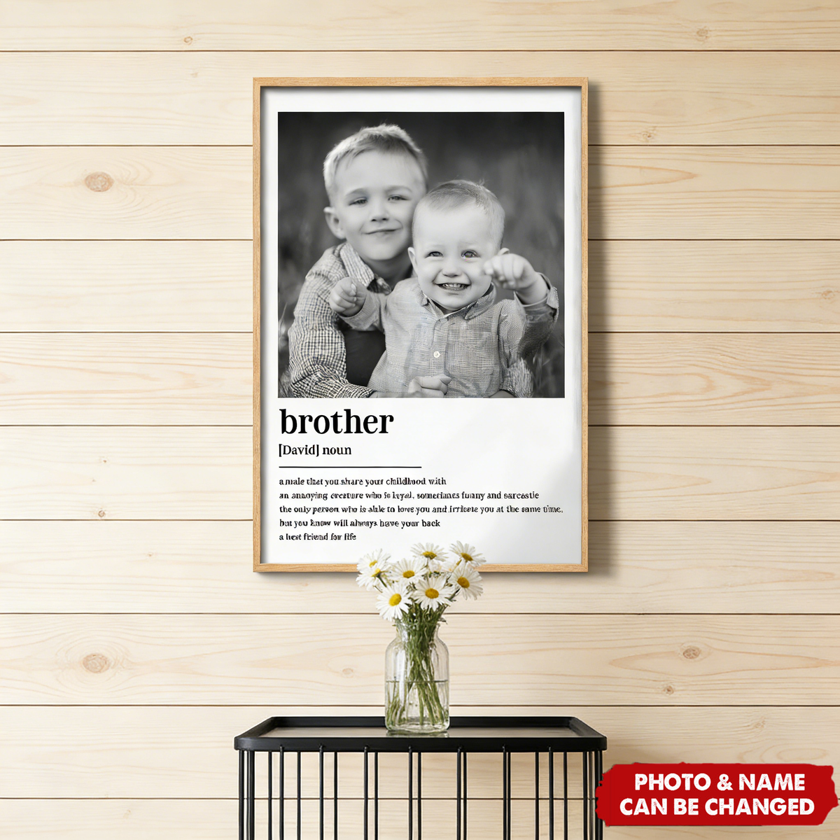 Personalized Retro Style Brother Childhood Memories Wall Art Poster With Photo & Name - Birthday Gift Family Keepsake For Brothers