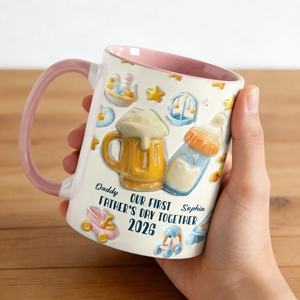 Personalized "Our First Father's Day Together" Ceramic Accent Mug With Names & Year | Heartfelt 2026 Gift For New Dads