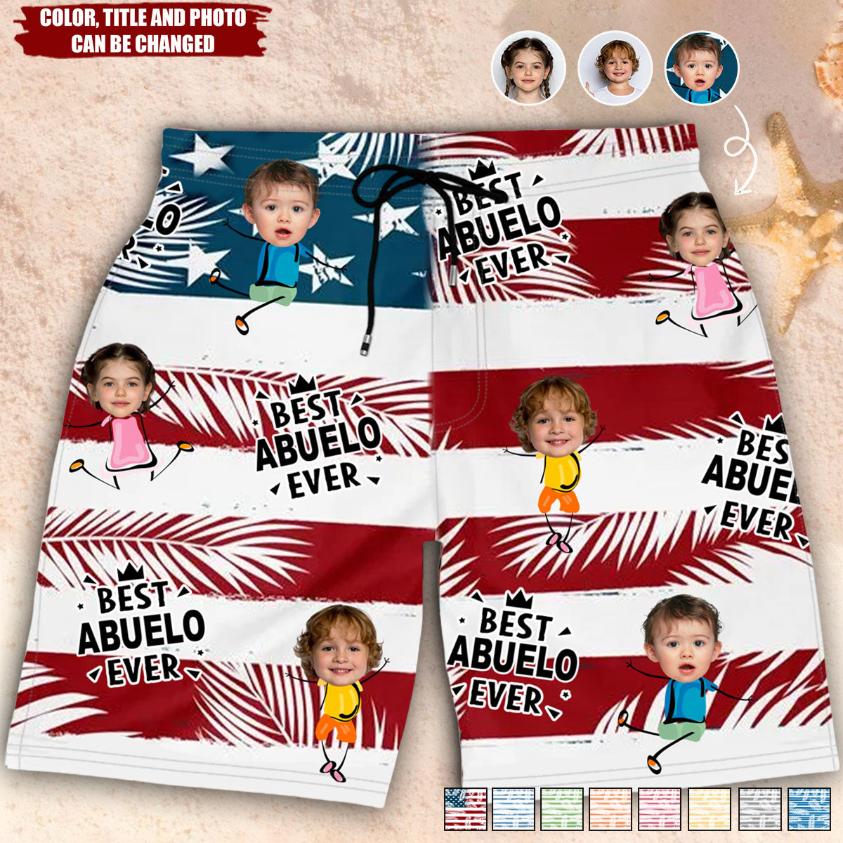 Family Personalized Beach Shorts Custom Photo Best Dad Grandpa Ever For Summer Vibe