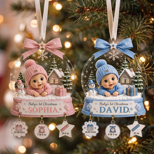 Personalized Baby's First Christmas Acrylic Ornament | Christmas Gift For Newborn Baby Boy Girl