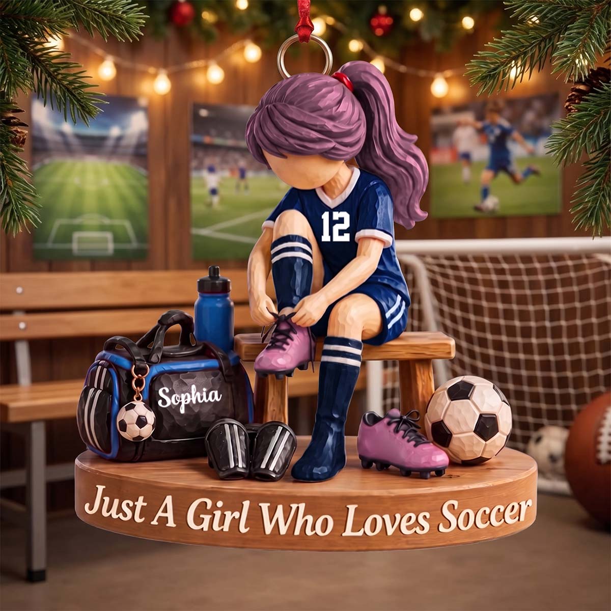 Personalized Soccer Acrylic Girl Ornament - Christmas Gift For Teen Girls Soccer Lover