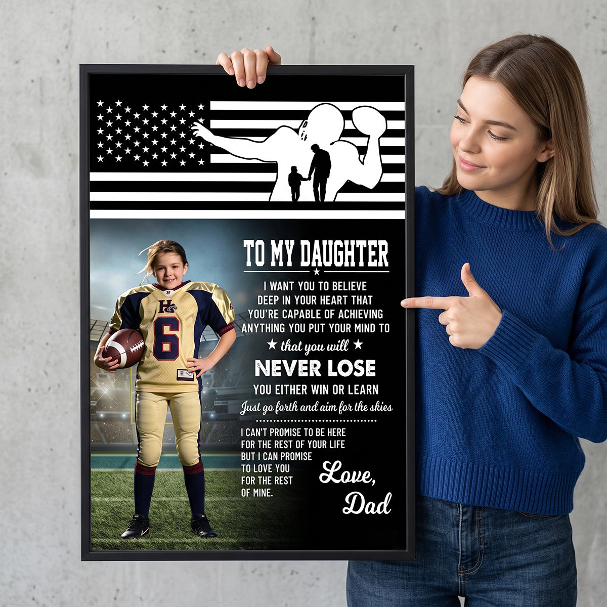 Personalized American Football Canvas / Poster - Custom Gift For Son Or Daughter From Mom And Dad