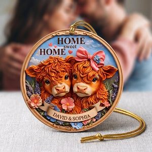 Personalized Highland Cow Couple Ornament | Christmas Keepsake