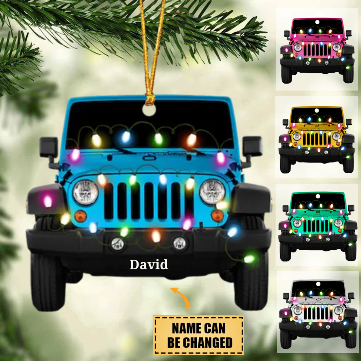 Personalized Car Acrylic Christmas Ornament With Name & Color |  Best Xmas Gift For Car Lover Traveler & Kids