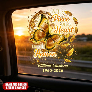 Personalized Butterfly Big Piece Of My Heart Lives In Heaven Decal With Name & Year | Gift For Loss Of Loved One