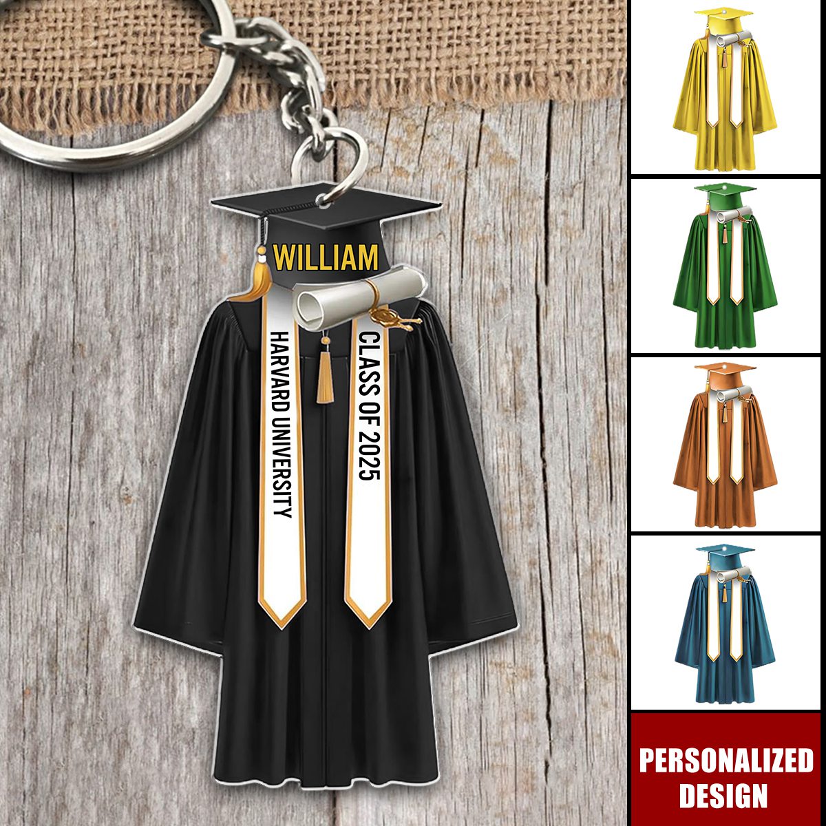 Personalized Graduation Ornaments Class of 2025 Graduation Gown Keychain Gifts