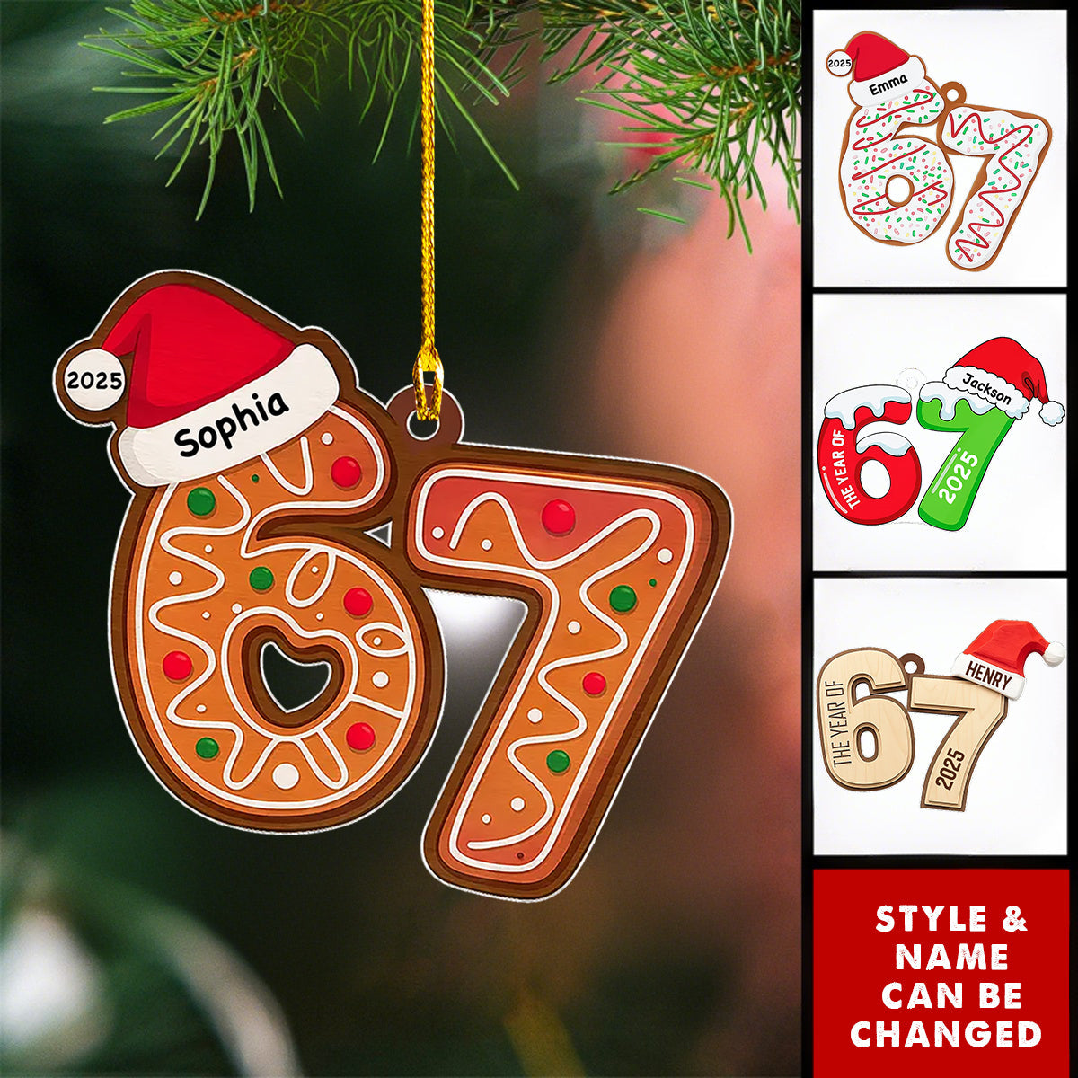 Personalized Funny Six Seven Christmas Ornament With Name & Year - Best Xmas Gift For Teenager Best Friend