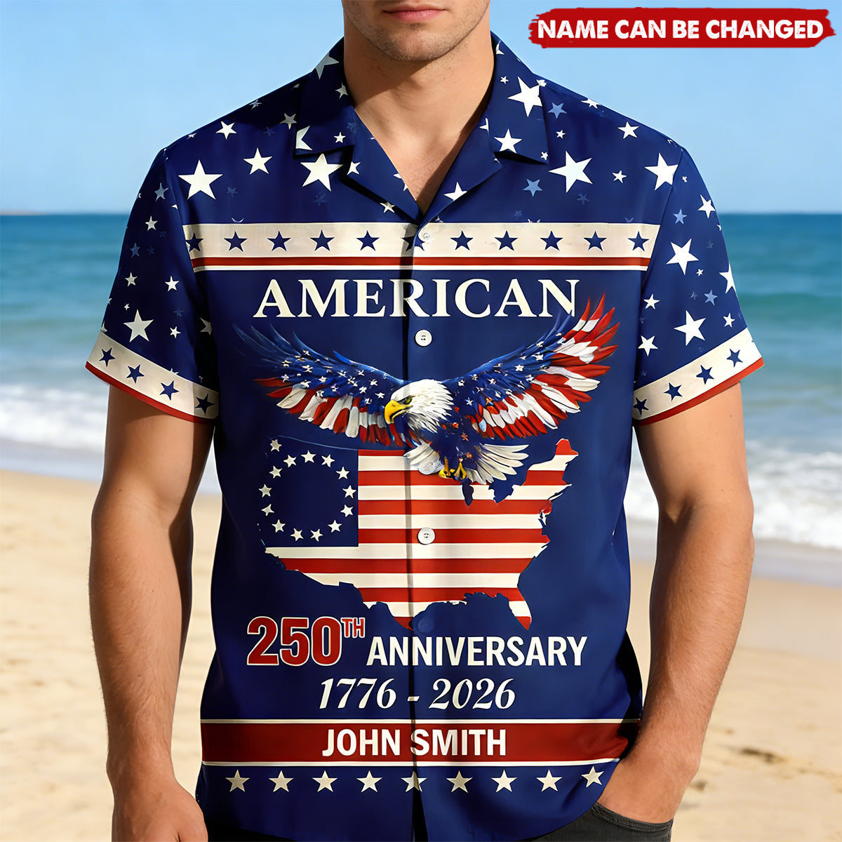 Personalized 250th Anniversary Patriotic Hawaiian Shirt With Name & American Eagle Flag - Creative Independence Day 2026 Gift For Veterans