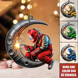 Personalized 3D Effect Welder Christmas Ornament With Name And Color - Best Gift For Metalworker / Tradesman