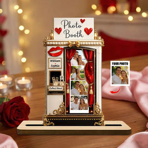 Personalized 3D Effect Retro Photo Booth 2-Layer Wood Plaque With Names – Valentine's Day & Wedding Gift For Couple