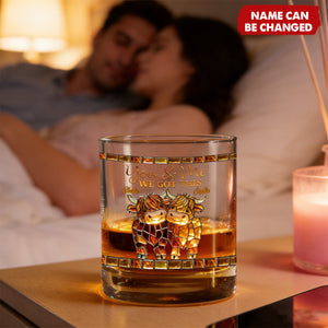 Personalized Highland Cow Whiskey Glass With Names |  "We Got This" | Creative Valentine’s/Birthday Gift For Couples Wife Husband