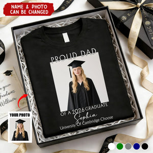 Personalized Proud Family Of A 2026 Graduation T-Shirt With Name & Year & Photo | Memory Apparel For Family Ceremony & Graduation Party