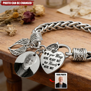 Personalized "Your Wings Were Ready" Memorial Bracelet With Photo & Angel Wing - Bereavement Keepsake Sympathy Gift For Loss Of Family