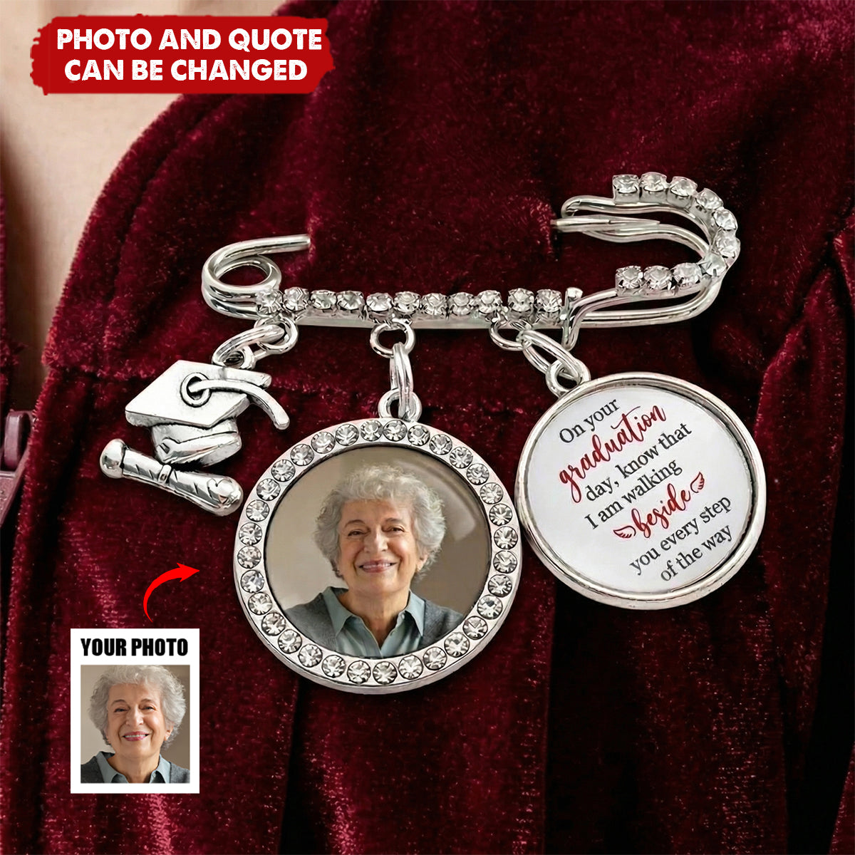 Personalized "This Is For You" Memorial Graduation Lapel Pin With Photo Charms -Gift For Senior 2026