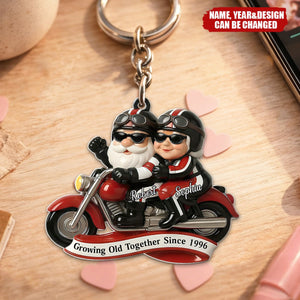 Personalized "Partners In Every Mile" Keychain With Names & Design & Color & Year | Anniversary Valentine's Day Gift For Travel Lovers & Biker Couples