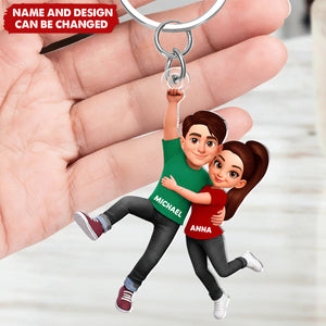 Personalized "Love Soars" Flying Couple Keychain With Names & Design | Romantic Anniversary Valentine's Day Gift For Couple & Sweethearts