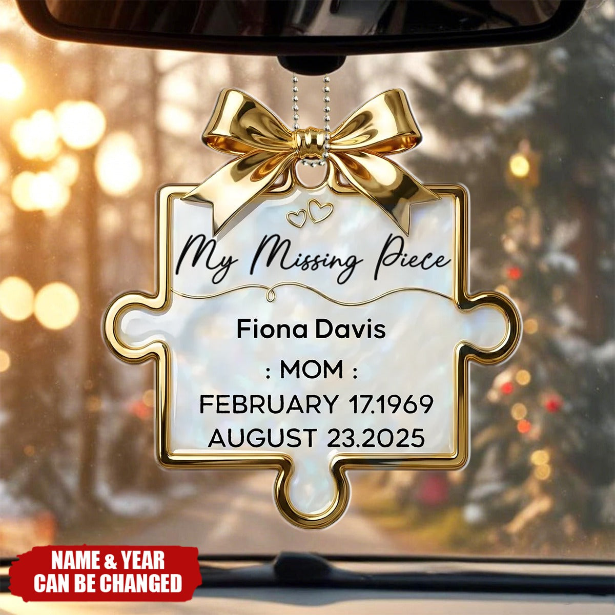 Personalized Acrylic Car Ornament With Name & Dates & Quote |  Meaningful Memorial Sympathy Gift For Loss Of Dad Mom