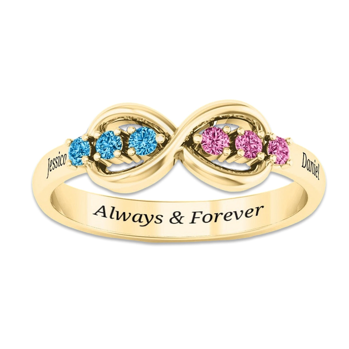 Personalized Infinity Birthstone Ring - Custom Jewelry for Women for Her For Mom Grandma