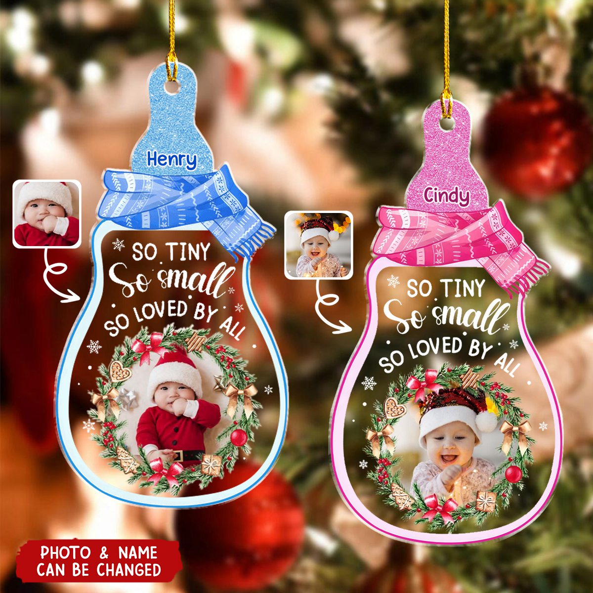 Personalized Christmas Ornament With Baby Photo & Name Gift For New Parents, So Tiny So Small So Loved By All