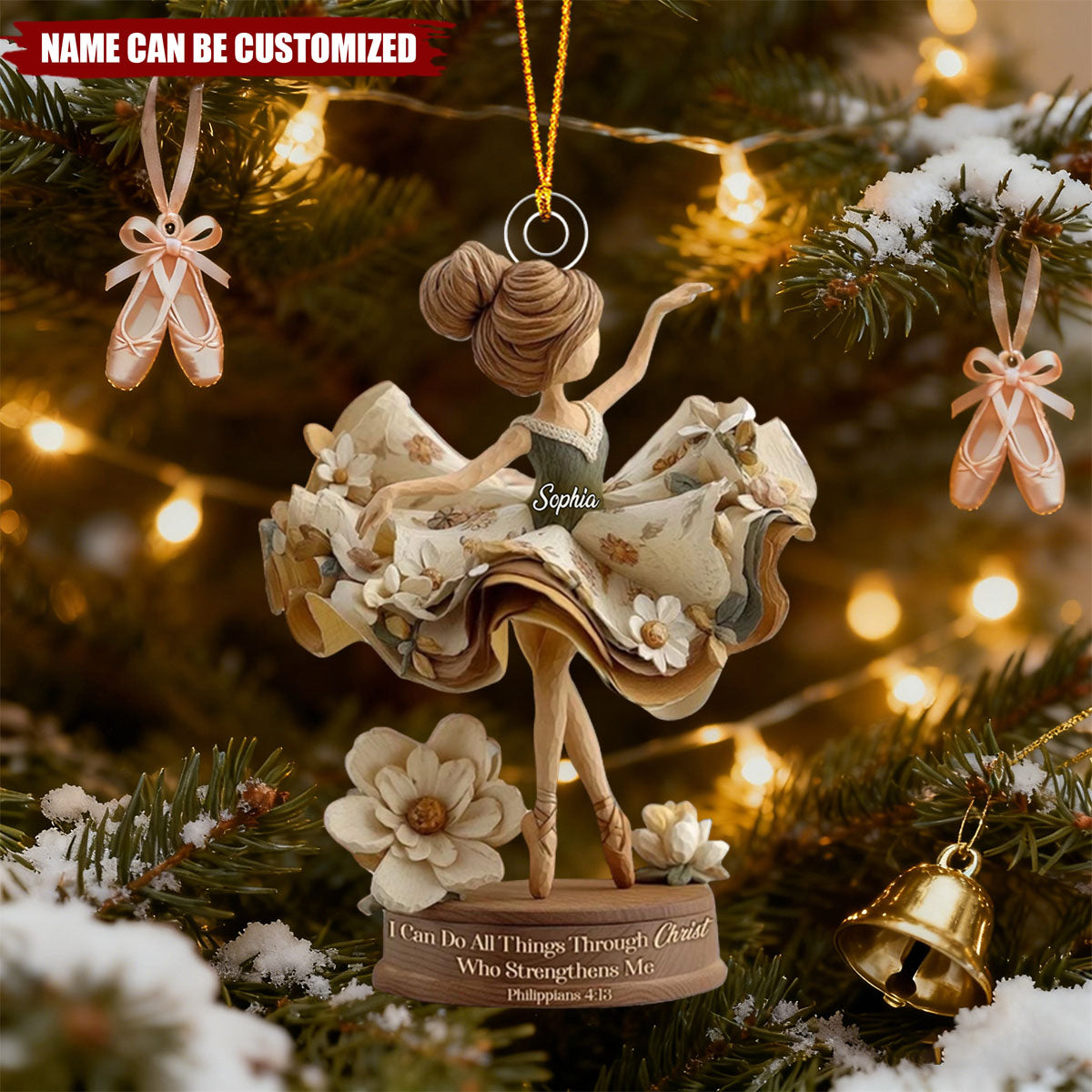 Personalized Ballerina Dancer 3D Effect Acrylic Ornament With Name - Christmas Gift Keepsake For Daughter & Ballet Lover