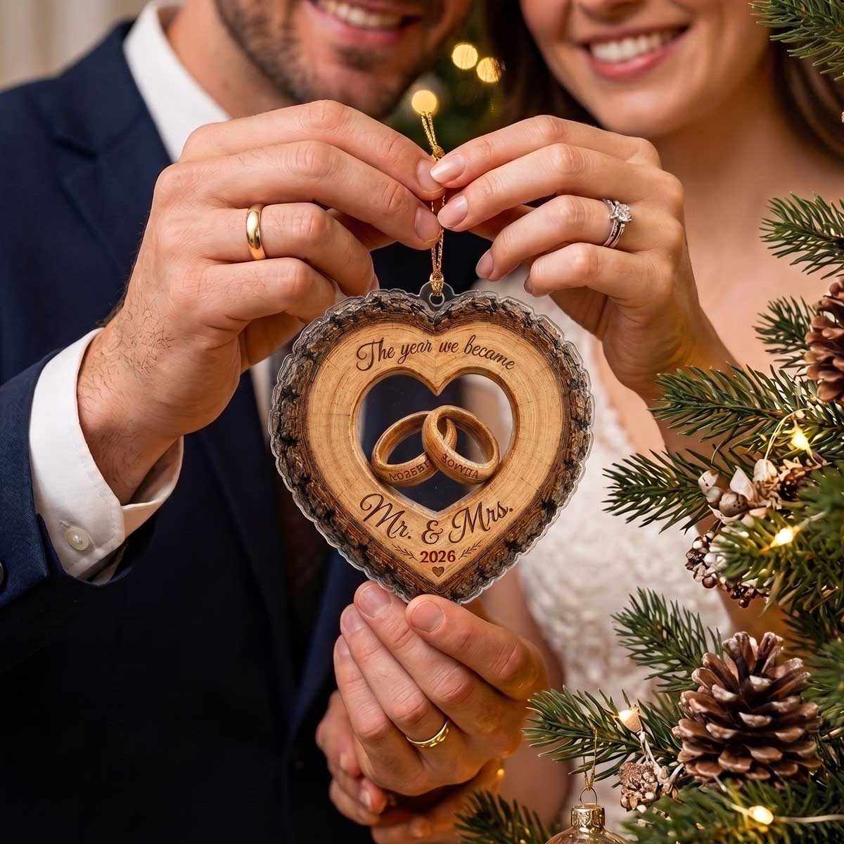 Personalized "The Year We Became Mr. & Mrs." Acrylic Ornament | Christmas Anniversary Gift For Newlyweds