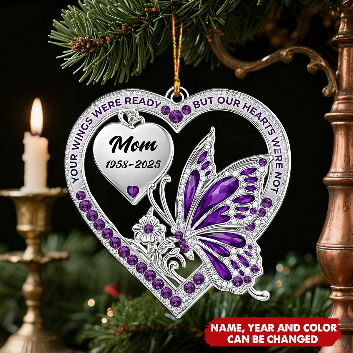 Personalized "Your Wings Were Ready" Heart Acrylic Ornament With Name & Year | Memorial Sympathy Keepsake Gift For Loss of Family